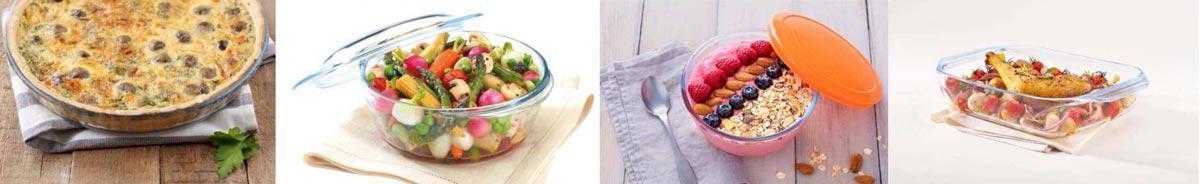 Fuentes Pyrex y recipientes para horno